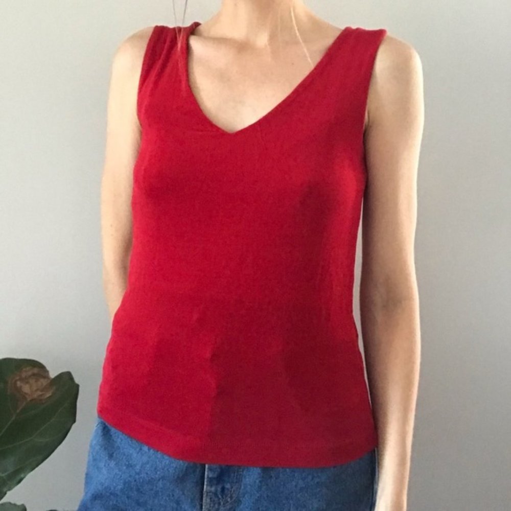 Vintage Chico’s Travelers Collection Tank Top Ruby Red Size 0 - Picture 2 of 8